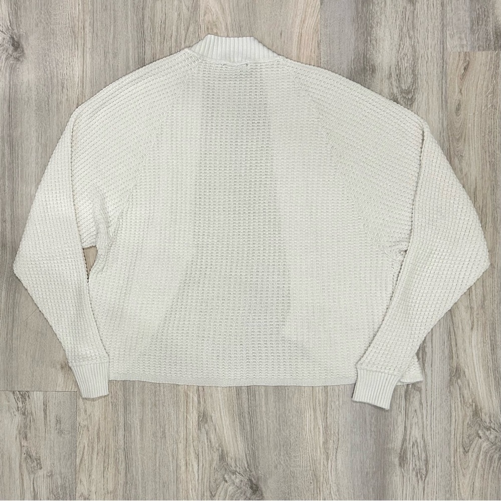 Express White Open Front Waffle Knit Tapered Sleeve Cardigan Sweater Size S - Picture 7 of 7